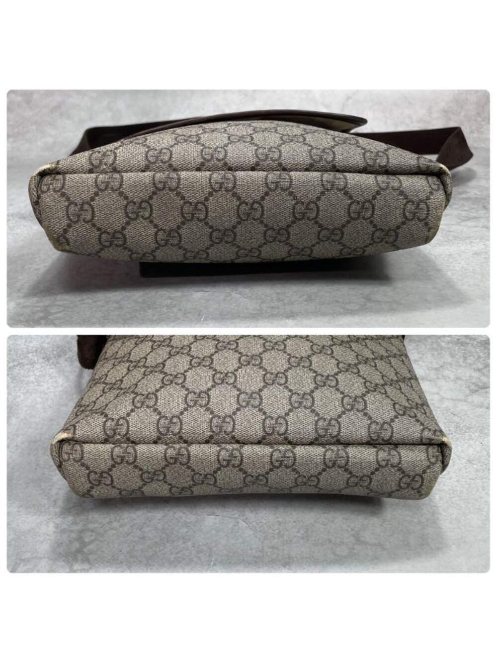 Gucci GG Shoulder Bag Brown Beige Leather Logo - Picture 8 of 10